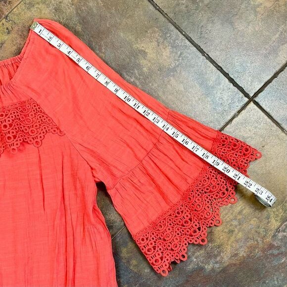 EST. 1946 Embroidered Sleeves Coral Peasant Blouse 26/28W - Picture 6 of 13